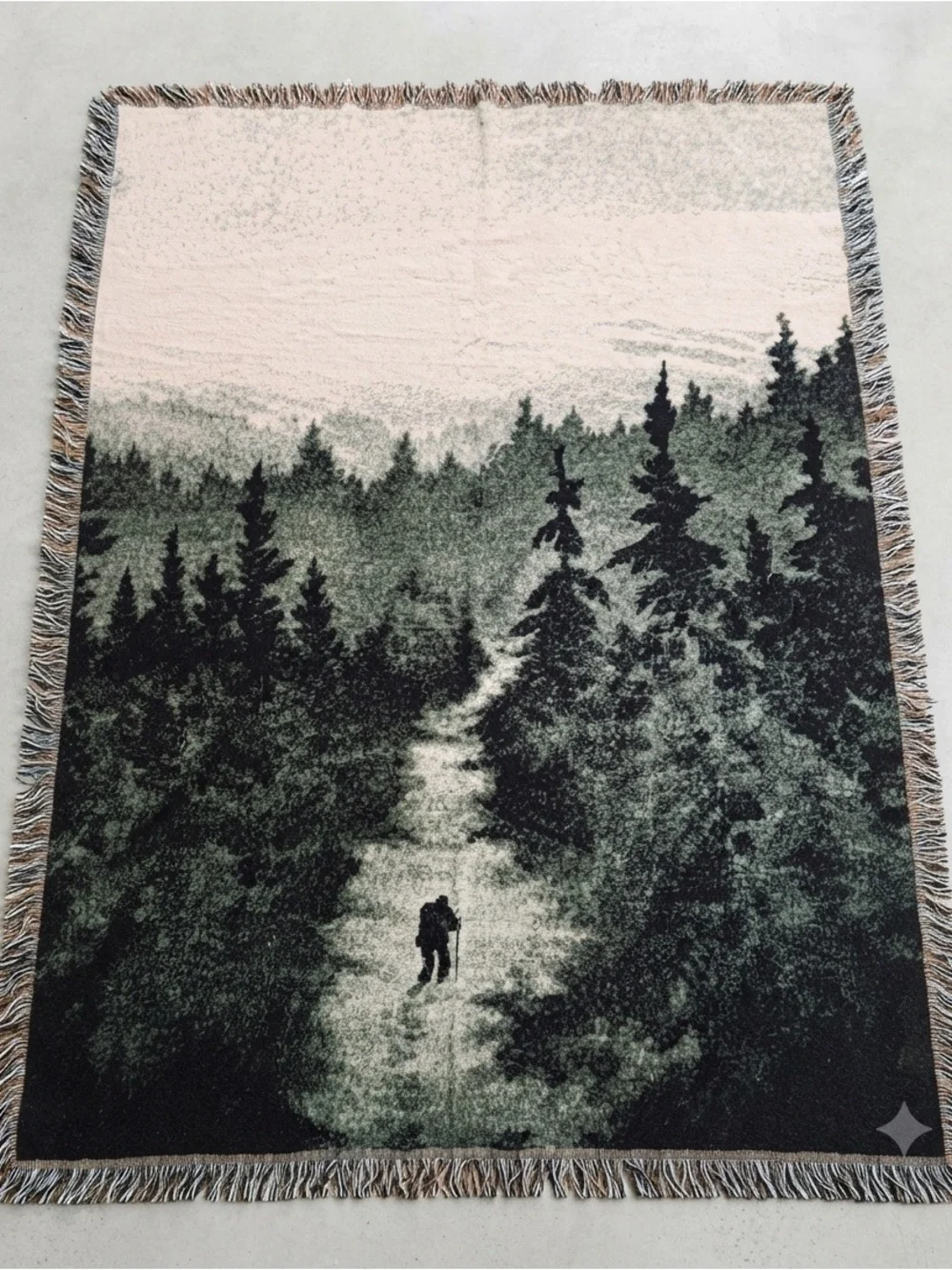 Strike Gently Co Journey Cotton Hiker Pine Forest Woven Throw Blanket Tapestry